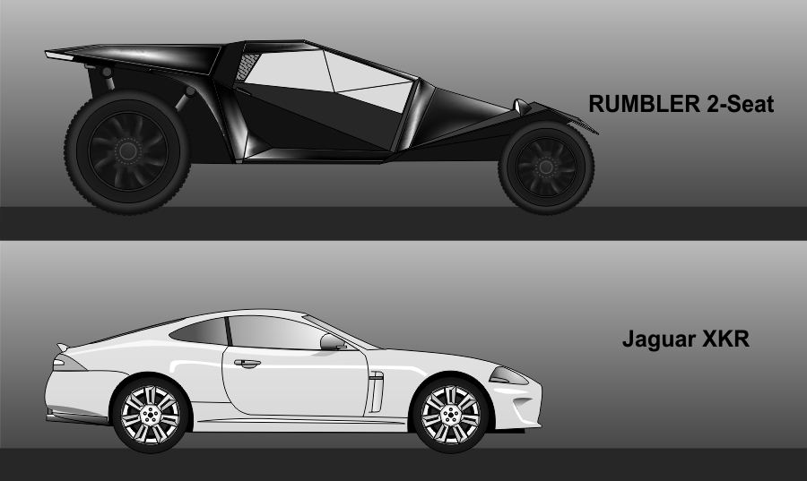 Rumbler 505 Sport Tank comparison image with Jaguar XKR